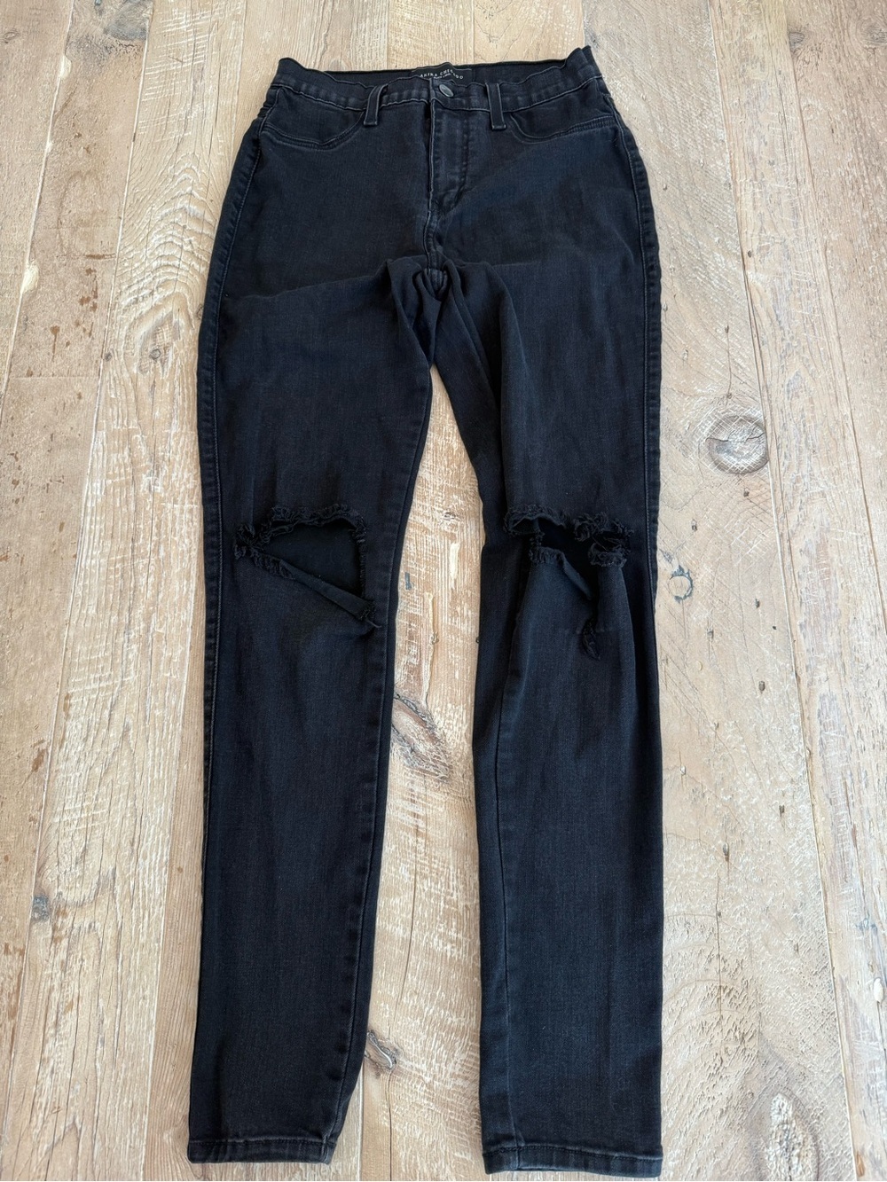 Akira Chicago Black Distressed High-Waist Skinny Jeans 29